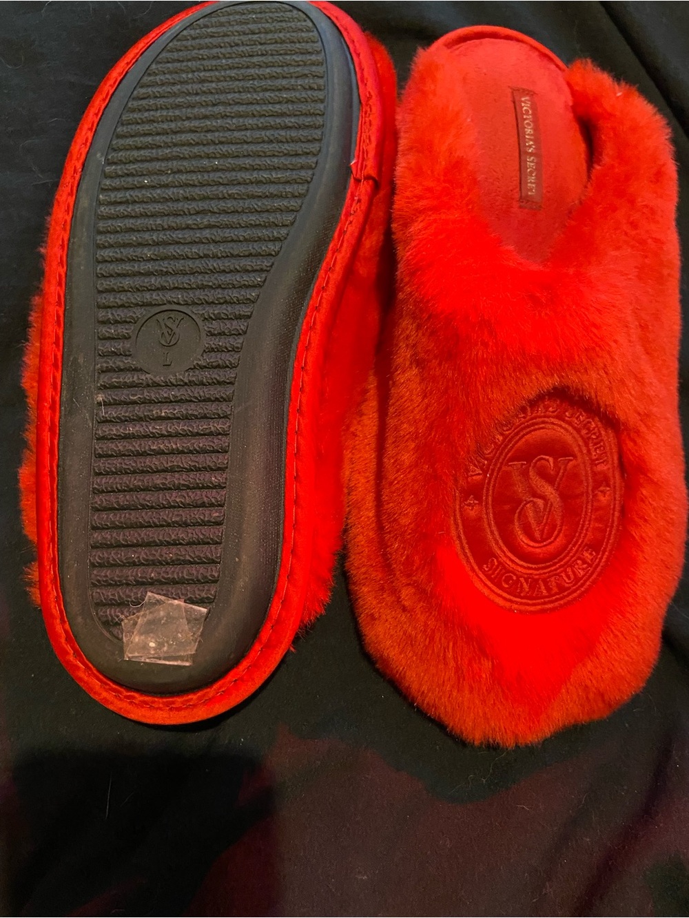Victoria's Secret Red Plush Slip-On Slippers